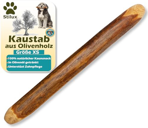 Stilux® Bastoncino da Masticare in Legno d'ulivo per Cani e Cuccioli Fino a 5 kg, Taglia XS, Osso Giocattolo Naturale per Cane, pulisci Denti e Allenamento dei Muscoli masticatori