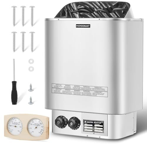 Mxmoonant 6KW Sauna Heater, 220V Electric Sauna Heaters Stove Dry Steam Sauna Bath, for Home, Hotel, Spa, Max. 9 m³, with Sauna Hygrothermograph