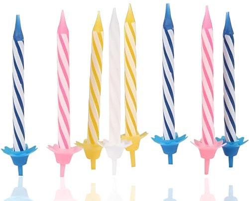 PARENCE - Set de 36 Velas de Cumpleaños con 12 Ganchos - Añade un Toque Colorido a tus Tartas