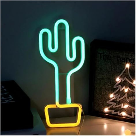 Luz de Diseño de Digital Luz De Neón Led De Cactus En Maceta, Lámpara De Señal Alimentada Por USB Con Batería De 5V Para Habitación De Niños Fiesta Hogar Dormitorio, Decoración