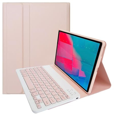 leleyo Étui Clavier pour Tablette Lenovo Tab M10 Plus 10,3 Pouces FHD (TB-X606F/TB-X606X) / K10 (TB-X6C6), Coque Intelligente avec Clavier Bluetooth sans Fil Amovible magnétique QWERTY, Rose