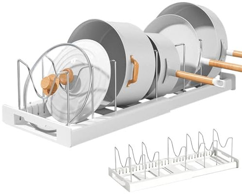 Organizer Pan - Expandable Saucepan Rack, Scratches Griddle Storage | Edge Design Casserole Dish Stand, Scratch Resistant Dutch Oven Shelf | Circular Stockpot Caddy, Braising Tray for Cabinet