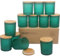 MILIVIXAY Lot de 12 pots à bougies vides en verre épais avec couvercles – Pots à épices et poudre de 283,5 g – Vert mat