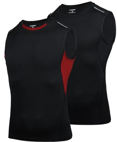 AMZSPORT Tank Top Herren Kompressionsshirt Ärmelloses Funktionsshirt Atmungsaktives Muskelshirt Laufshirt Sports Unterhemd