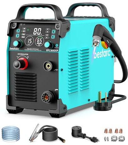 bestarc Plasmaschneider, 80 Amp Blow Back Pilot Arc Plasmaschneider, 110 V/220 V Doppelspannung Nicht-HF CNC-Plasmaschneidmaschine, digitales Bildschirmdisplay (BTC800XP 11GEN 110V/220V)