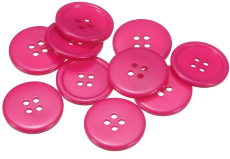 QUARKZMAN 10 Stück Knöpfe Große Nähknöpfe 1(25mm) Harz Kunststoffknöpfe Flach 4 Loch Rund Bastelknöpfe zum Nähen Bekleidung Jacke Hemden Mantel Blazer Stricken Kardigans, Dunkelrosa