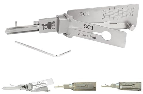 SC1 Lock Pick Key Decoder LiShi Lock Pick Full Set UK, 2-in-1 Pick, Car Key Reader,Lock Pick Decoder for Auto, Auto Lock Pick, Professional Locksmith Tools, Auto Lock Pick, Stainless Steel