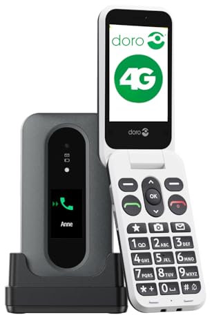 DORO - Doro Leva L30 - Seniorenhandy - 4G-Klapphandy ohne Vertrag - Externes Display - HD-Audioqualität - Kamera - Notruftaste mit GPS - Inklusive Ladestation - Schwarz/Weiß