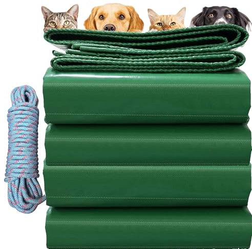 YANFEILI Telo Telone Impermeabile Esterno Occhiellato,3.5x4m 520g/m² telone PVC Teloni Protettivo Multiuso Resistente UV Antistrappo per Barche Legno Piscina Mobili da Giardino Auto verde