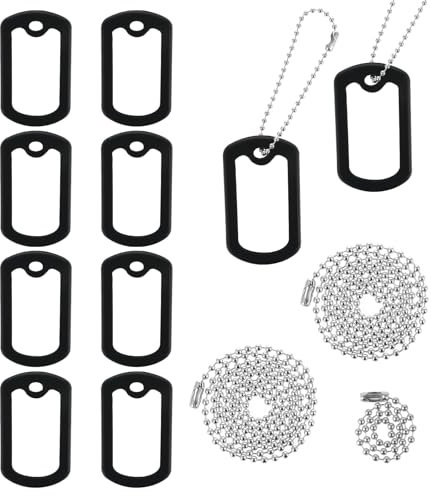 Aeaocvo 10 Stück Dog Tags Silicone, Hundemarke Silikon Schalldämmerung, Army Dog Tags mit 4 Ketten, Hund Erkennungsmarke