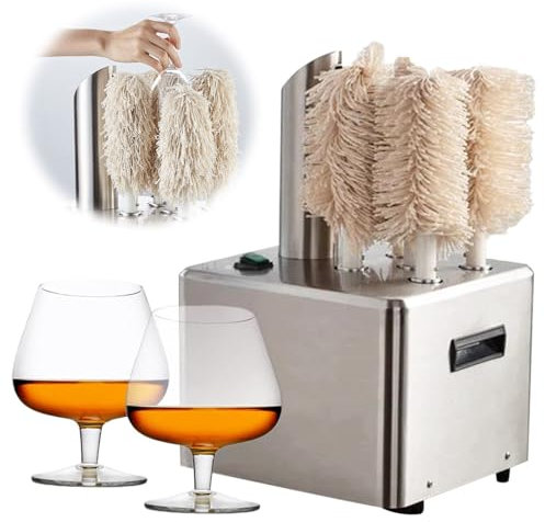 Electric Wine Glass Polisher (Drying/Heating) + 5 Removable Cleaning Brush, Wine Glass Cleaning Machine (1.18 to 3.93 in), for Bars, Cafes, Kitchen, Restaurant, Hotel