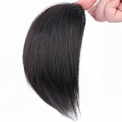 Jizlan Invisible Human Hair Toppers for Women Seamless Clip in Hair Extensions Short Synthetic Hair Lining Top Hairpieces Black