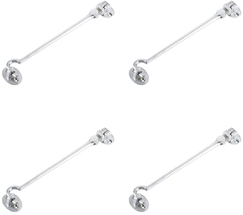 4 Pack Durable Brass Cabin Hook 205mm in Satin Chrome Finish - Hook & Eye Arm Lock