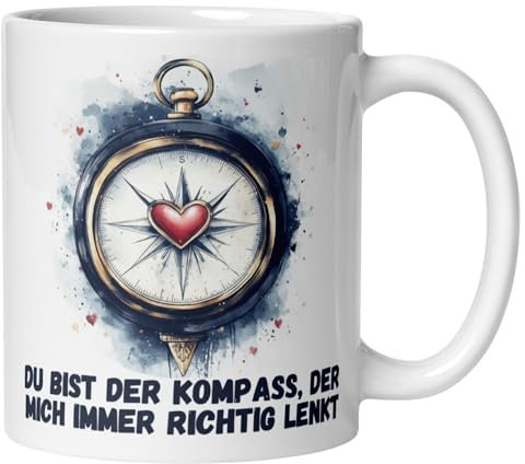 Tasse Liebe Romantik | Du bist der Kompass der mich immer richtig lenkt | Romantisches Geschenk Verliebte Paare Partner Partnerin Freund Freundin Ehefrau Ehemann | Hochzeitstag Valentinstag Jahrestag