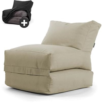 mokebo® Outdoor Sitzsack mit Schutzhülle 'Der Summerdream', Bean Bag mit Füllung oder Gartenliege für Indoor & Outdoor, auch als Outdoorkissen, Relaxliege oder Liege für Kinder & Erwachsene in Sand