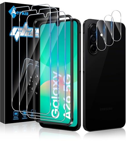 Aerku Verre Trempé pour Samsung Galaxy A26 5G avec Protection de Caméra | 3x Protection Écran & 3x Caméra Arrière Protecteur & Outil d'Installation Facile, 9H HD 0,33mm Ultra-Fin, Sans Bulles