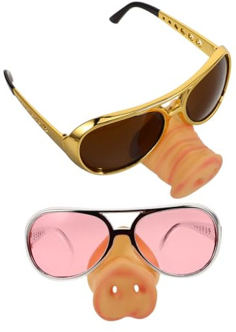HEALSOPTHY 2stücke Brille Mit Schweinenase Lustige Party-Brille Cosplay-Brille Partyzubehör Goldene Und Rosa Farbe Foto-requisit Partydekoration
