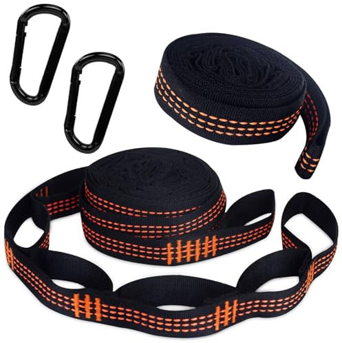 Snyvpra Hängematte Befestigung 2er Set - Hängematten Aufhängung Gurte mit Karabinern, Verstellbar bis 2m, max 400kg, für Camping Outdoor Baum