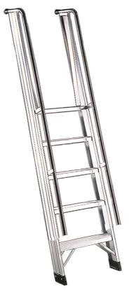 Svelt Scala Professionale d’Appoggio con Corrimano e Guardacorpo – 5 Gradini Piani Antisdrucciolo, Inclinazione 68°, Alluminio Estruso – Certificata UNIEN131 / D.Lgs. 81/08 (5 Gradini)