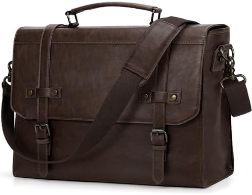 Herren Messenger Bag 17 Zoll Wasserdicht Vintage Leder Laptop Aktentasche Große Laptoptasche Satchel Computer Umhängetasche