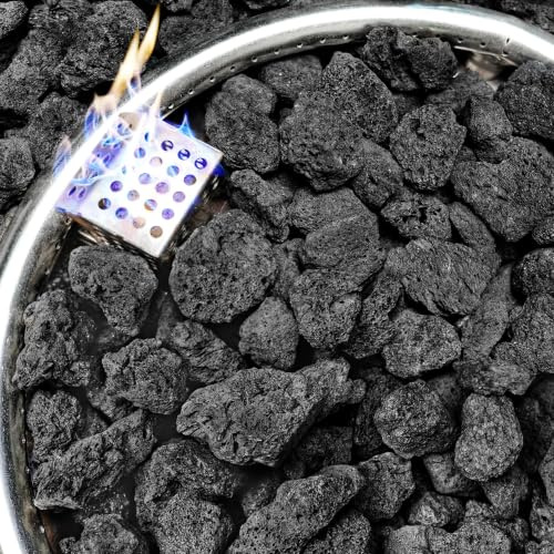NUPICK 4,5 kg schwarze Lavasteine für Feuerstelle, Vulkangestein für Kamin