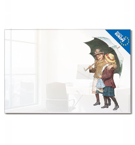 banjado Glas Magnettafel (120 x 80cm) - Magnetwand Glas - Magnetpinnwand als Memoboard - Pinnwand Magnettafel Küche, Büro, Kinderzimmer - Kindliche Nostalgie