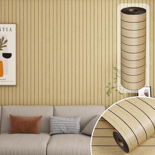 Decotalk 3D Panneau Mural Bois Naturel Decoratif Salon Chambre 30X300cm PVC Panneau Bois Decoratif Interieur Bureau Salle de Sport Adhesif Mural Salle de Bain Grenier Revetement Muraux Imperméable