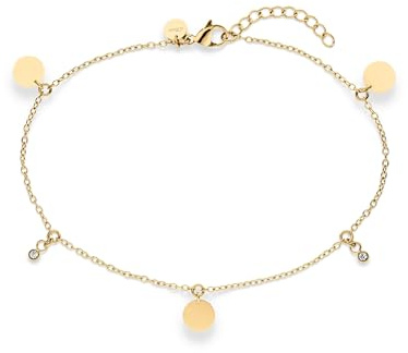 s.Oliver Anklet - Elegante Fußkette aus poliertem Edelstahl - gold - Rolokette verstellbar bis 27 cm - wasserfest & hautfreundlich
