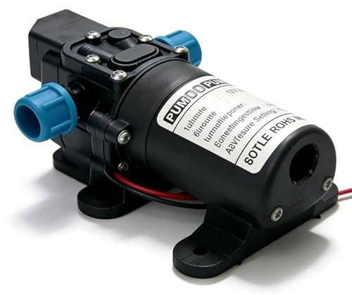 12V Wasserpumpe Selbstansaugend, DC 12 V Membranpumpe mit Druckschalter, Membranwasserpumpe, Selbstansaugend Pumpe 60W 4.5L/Min für Gartenbewässerung, Wohnwagen, Boote, Wohnmobil, Rasen