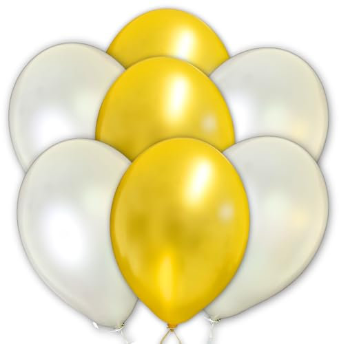 Premium Luftballons in Silber Gold - Made in DE - 100% Naturlatex & 100% biologisch abbaubar - 50 Stück - Geburtstag Party Karneval - für Helium geeignet - twist4®