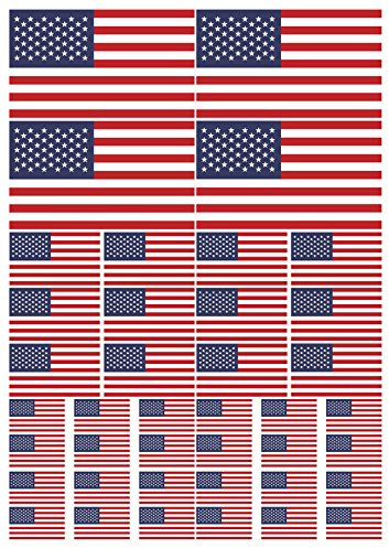 AWS 40 Aufkleber Flagge USA Amerika Wasserdicht für Auto Motorrad in 2 Größen Vinyl Flag U.S.A.Strars And Stripes United States (A4 Blatt (40 Flaggen)