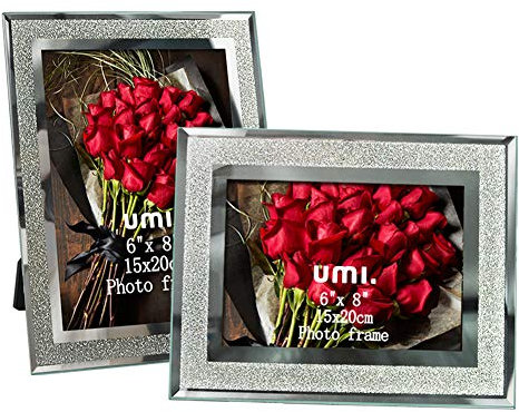Lot de 2 Cadre Photo 15x20 cm en Verre, Cadre Photo à Poser Finition Brillante