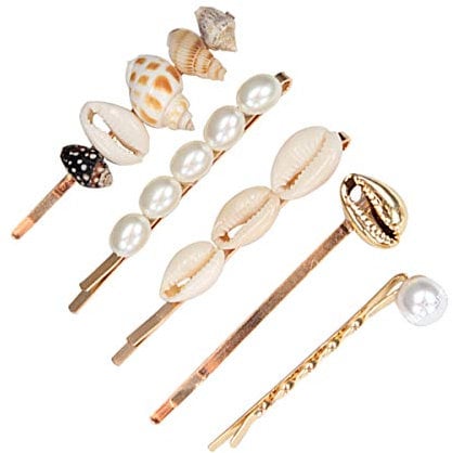 CAREOR 5 pinzas para el pelo con concha artificial, pinzas para el pelo, pinzas para el pelo, horquilla para el cabello, accesorios para el cabello para mujeres y niñas