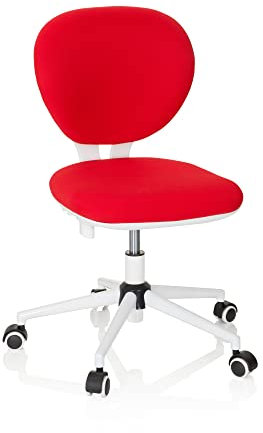 hjh OFFICE 670974 Kinder- und Jungenddrehstuhl Kid VIVO Stoff Rot/Weiß Kinderbürostuhl mit höhenverstellbarer Rückenlehne