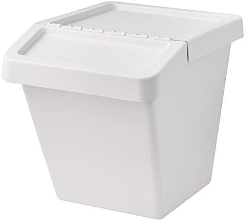 SORTERA Müllsortierbehälter mit Deckel weiß 60 l 41x55x45 cm für Zuhause & Büro Recycling Mülleimer Mülltonnen & Beutel Kleine Aufbewahrung & Organizer Aufbewahrung & Organisation Umweltfreundlich