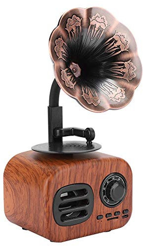 Neuartiger Retro-Bluetooth-Lautsprecher, tragbare 5-W-Vintage-Kunststofflautsprecher aus Holz Bluetooth 4.2 Plug-in-Kartenlautsprecher-Musikplayer(Nussbaum)