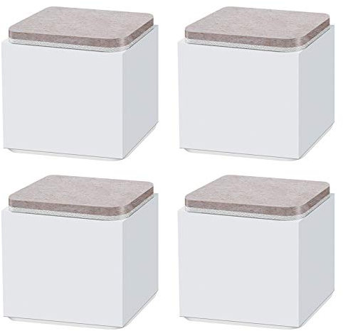 4PCS Pieds de Support de Meubles,Rehausseurs Autocollants en Acier Carbone,Carré 6x6cm,pour Sofa Lit Meuble TV Tables de Bout,Rehausseur de Meubles,Haute 5cm/10cm,Noir/Blanc/Marron(white5cm)