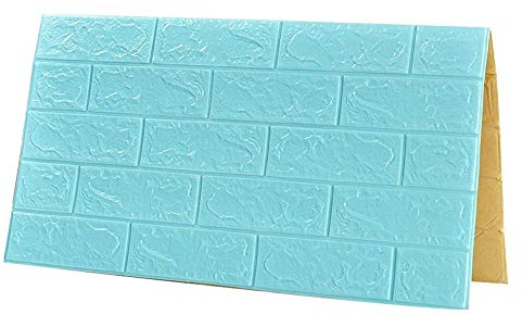 MU Casiers Panneaux Muraux 3D Faux Faux Papier Peint Auto-Adhésif Décoratif Pour Les Murs de La Tv Intérieure/Canapé Fond Décor Mural Diy Peel Et Stick,Bleu Menthe,15 Pièce