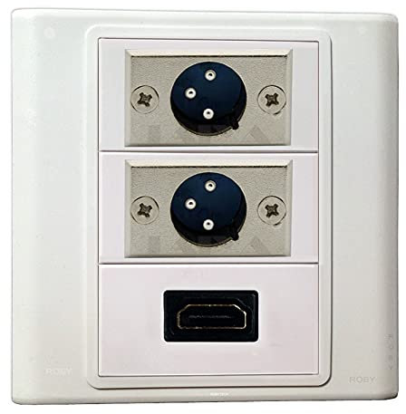 Placa de Pared, 2X XLR Conector de micrófono+ HDMI,Keystone Multimedia Audio Video Conectores Placa de Enchufe Blanco Decorativos Montaje del Dispositivo Cubierta del acoplador (Tipo:86)