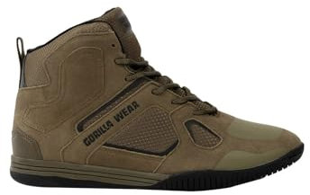 Gorilla Wear Bodybuilding Fitness Schuh Troy High Tops - Armeegrün - Sport Freizeit Alltag Training Workout Schnürsenkel mit Logo Bequem Extra Starker Halt für Herren, 45