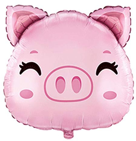 Ballonheld Folienballon Schweinchen ca. 60x60cm heliumgeeignet lange Schwebezeit Kinderballons
