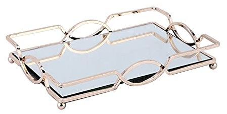 TYUTYU Bandeja Rectangular Espejo Perfume Joyas de exhibición de exhibición de sirviendo Bandeja de Almacenamiento Maquillaje Organizador for baño Cocina