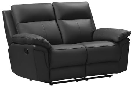 Vente-unique-Relaxsofa 2-Sitzer - Büffelleder - Schwarz - PAKITA