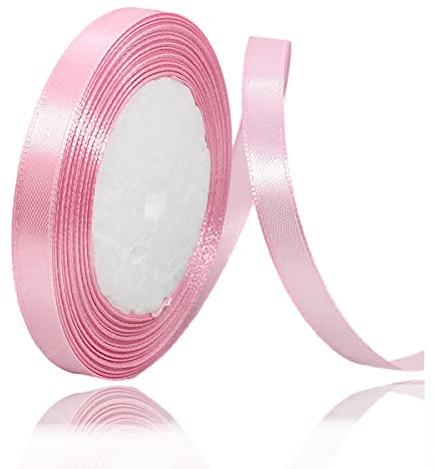 Ruban Satin Rose 10mm, 23 mètres Rubans de Tissu Couture Ruban Cadeau pour Décoration de Mariage, Emballage cadeau, Bouquet de fleurs, Artisanat DIY, Décoration gâteau d'anniversaire et Noël