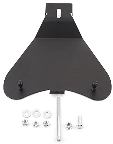 Solo Seat Base Plate, Heavy Duty Steel Motorcycle Seat Spring Base Plate Bracket Pan Mounting Holder Kit Fit with Bolts Screws Washers for Bobber Chopper Black