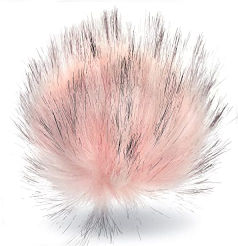 Wohnkult 15-17 cm Kunstfell Bommel Pelzbommel Fellbommel Pompon mit Faden für Mützen Anhänger Dekoration | 26 Auswahl (Rosa-Schwarz)