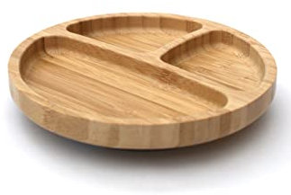 MACACA Piatto in bambù per bambini con tappo a ventosa, ecologico, diviso e senza BPA, antiscivolo e facile da pulire, regalo perfetto