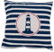 Seaside No.64 - Maritimes Kissen mit Leuchtturm für Couch, Bett, Boot, Terrasse - blau und weiß/creme gestreift - in der Größe 40cm x 40cm - mit Reißverschluss - waschbar bei 30°