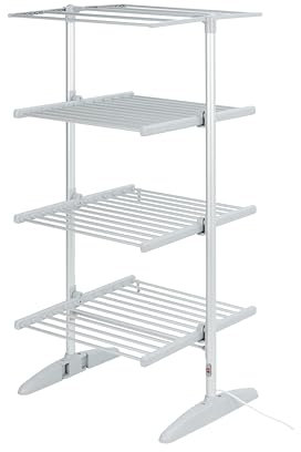 4 TIER Foldable Heated Clothes Airer - 300W,1.8m Cable, Low Running Costs, Clothes Drying Rack for Indoor Outdoor