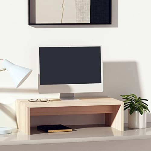 Tidyard Monitorständer Schreibtischaufsatz Monitorerhöhung Bildschirm PC Regal Aufsatz Bildschirmerhöhung 50x27x15 cm Massivholz Kiefer